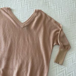Pink and Gold V-Neck Top